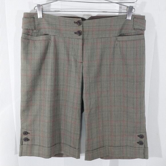 NWOT! LANE BRYANT! BLACK/WHITE/RED MICROPLAID KNEE LENGTH WALKING SHORTS! SZ 16 - Picture 2 of 9